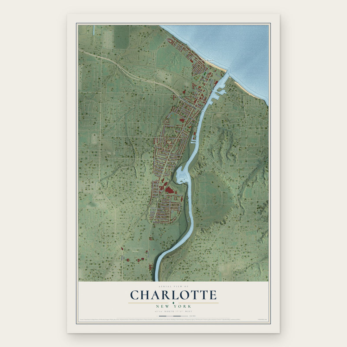 Charlotte, Rochester, New York map print, the full design
