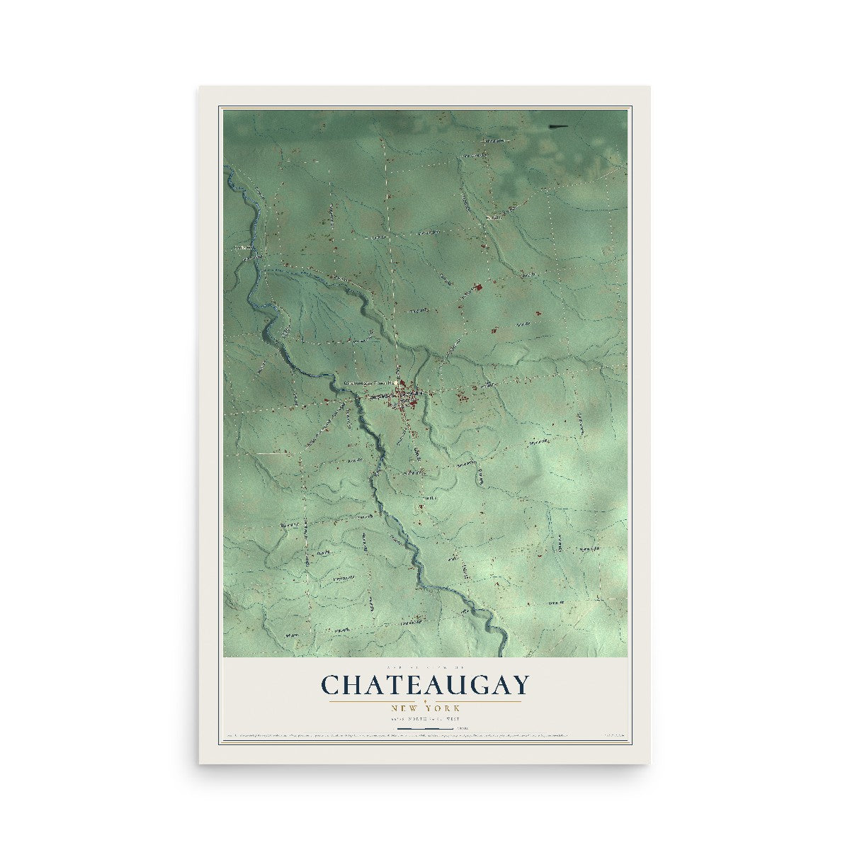 Chateaugay, New York map print, 12" x 18" Archival Matte Print mockup