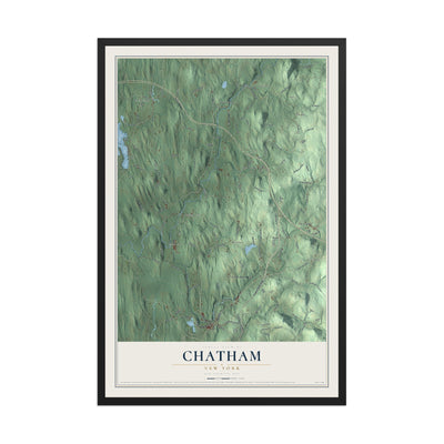 Chatham, New York map print, 12" x 18" W/ Black Ayous Wood Frame mockup