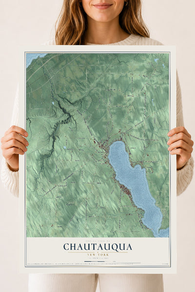 Chautauqua, New York map print, 18" x 24" Archival Matte Print mockup