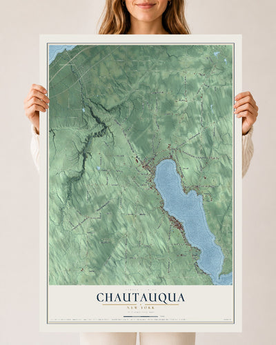Chautauqua, New York map print, 24" x 36" Archival Matte Print mockup