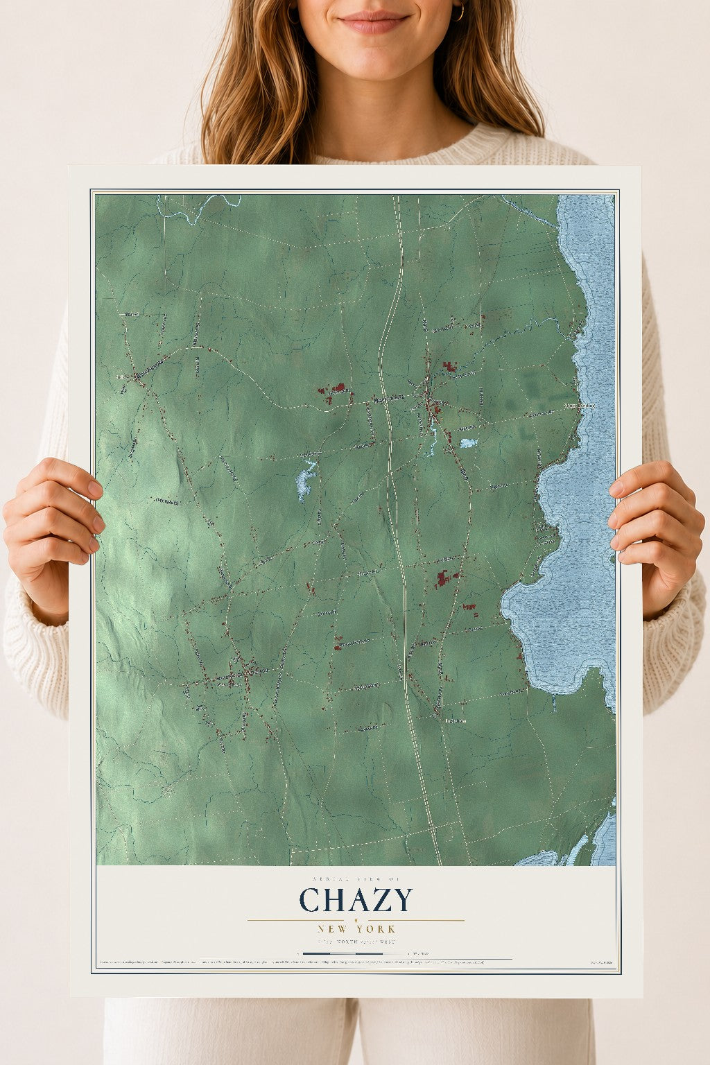 Chazy, New York map print, 18" x 24" Archival Matte Print mockup