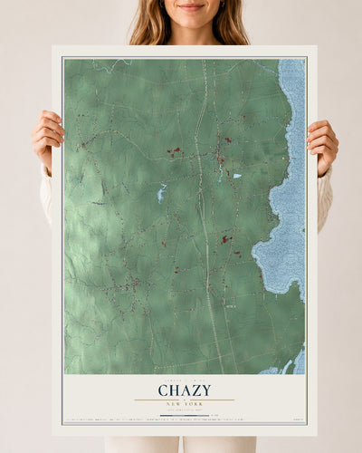 Chazy, New York map print, 24" x 36" Archival Matte Print mockup