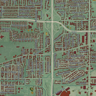 Close-up 1 of the Cheektowaga, New York map artwork