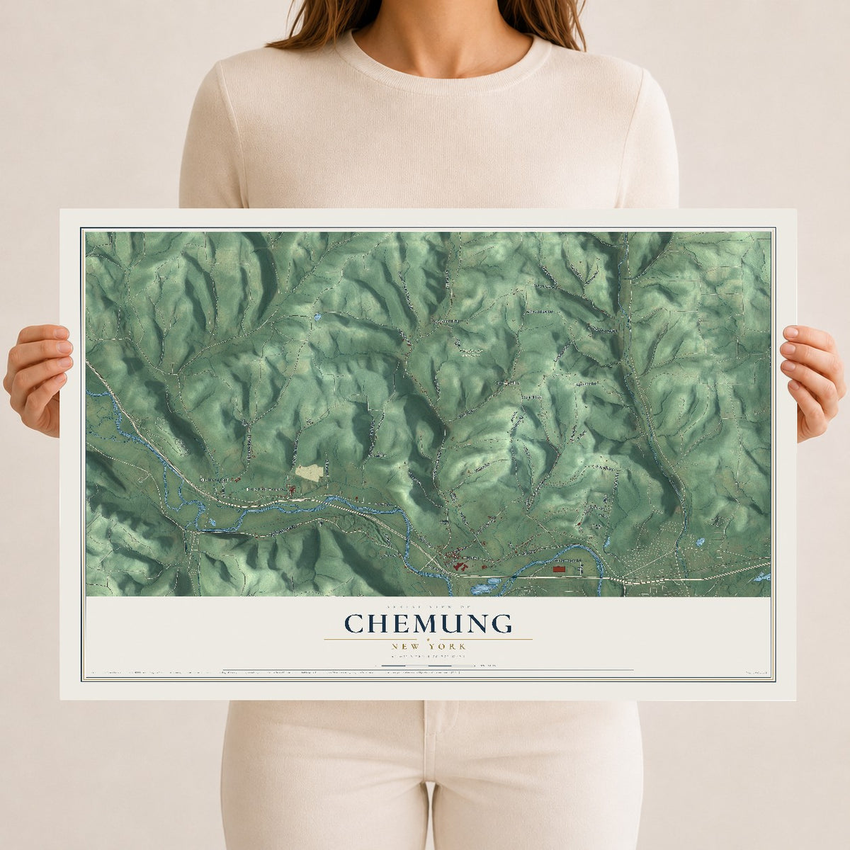Chemung, New York map print, 12" x 18" Archival Matte Print mockup