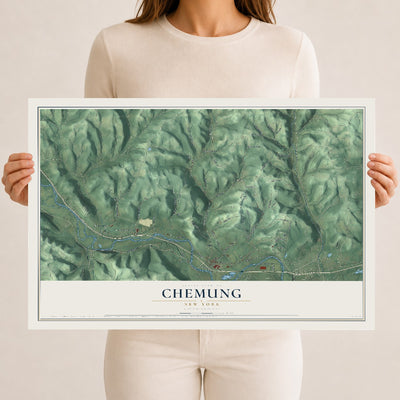Chemung, New York map print, 12" x 18" Archival Matte Print mockup
