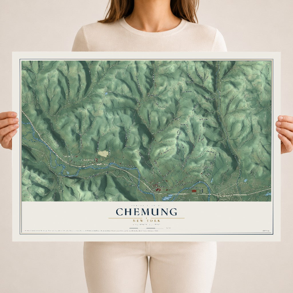 Chemung, New York map print, 18" x 24" Archival Matte Print mockup