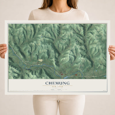 Chemung, New York map print, 18" x 24" Archival Matte Print mockup