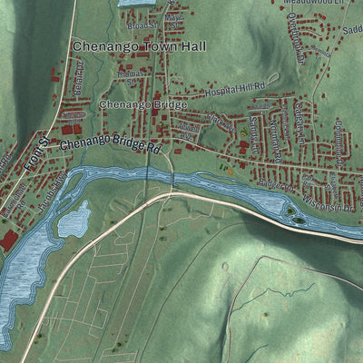 Close-up 1 of the Chenango, New York map artwork