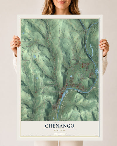 Chenango, New York map print, 24" x 36" Archival Matte Print mockup