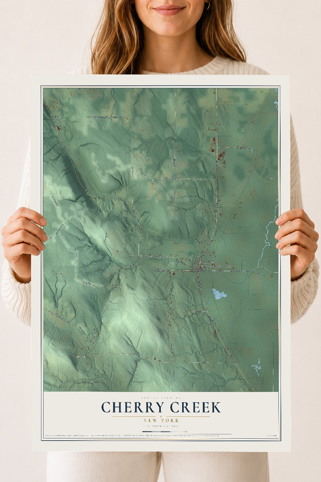Cherry Creek, New York map print, 18" x 24" Archival Matte Print mockup