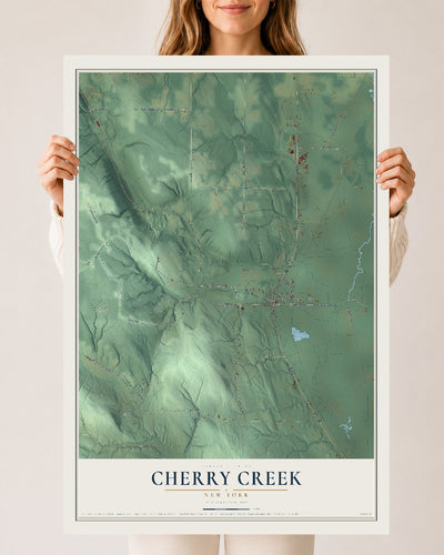 Cherry Creek, New York map print, 24" x 36" Archival Matte Print mockup