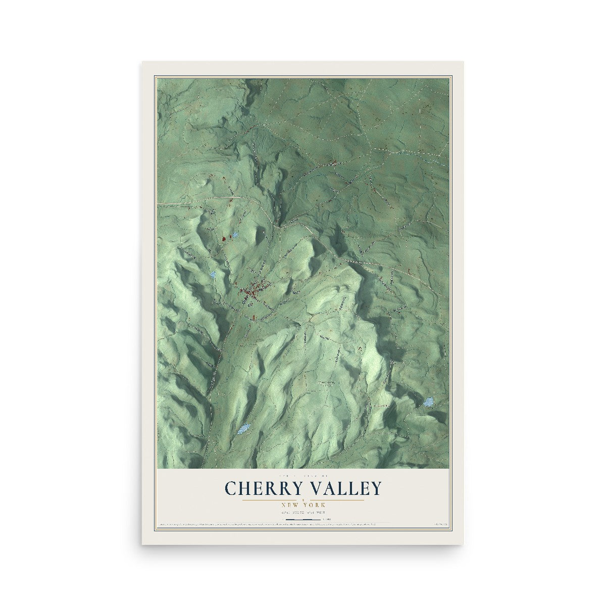 Cherry Valley, New York map print, 12" x 18" Archival Matte Print mockup