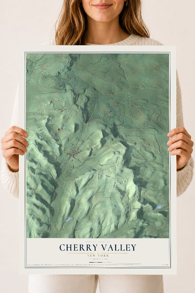 Cherry Valley, New York map print, 18" x 24" Archival Matte Print mockup