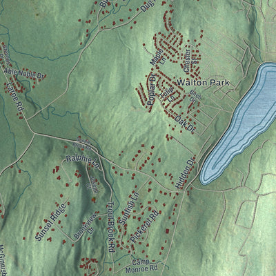 Second close-up of the map of Chester, Orange County, New York print showing more streets and buildings