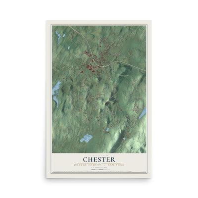 Map of Chester, Orange County, New York, 12 x 18 inch unframed archival matte print