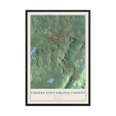 Chester Town (Orange County), New York map print, 12" x 18" W/ Black Ayous Wood Frame mockup