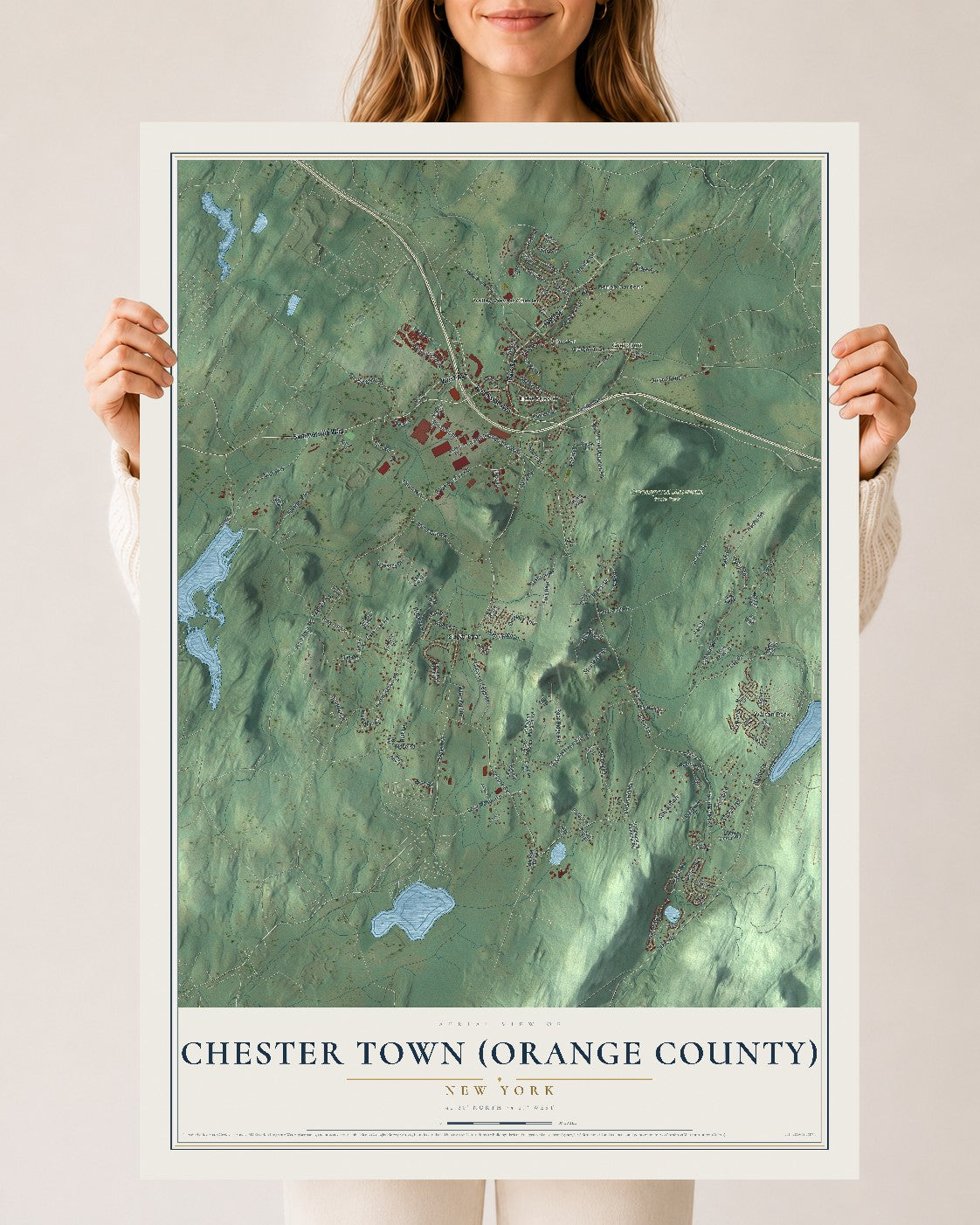 Chester Town (Orange County), New York map print, 24" x 36" Archival Matte Print mockup