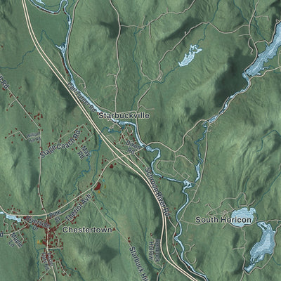 Close-up 1 of the Chester Town (Warren County), New York map artwork