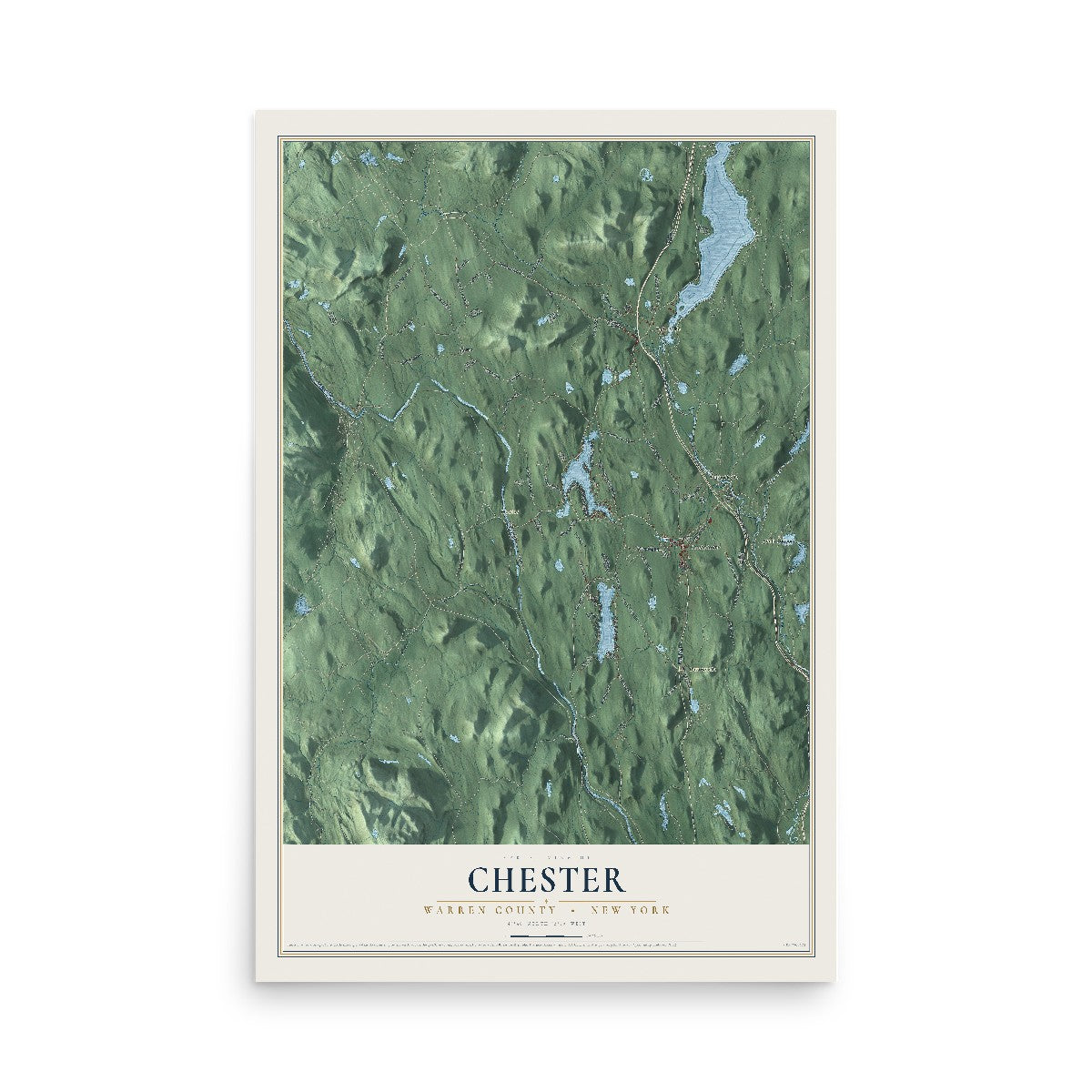Map of Chester, Warren County, New York, 12 x 18 inch unframed archival matte print