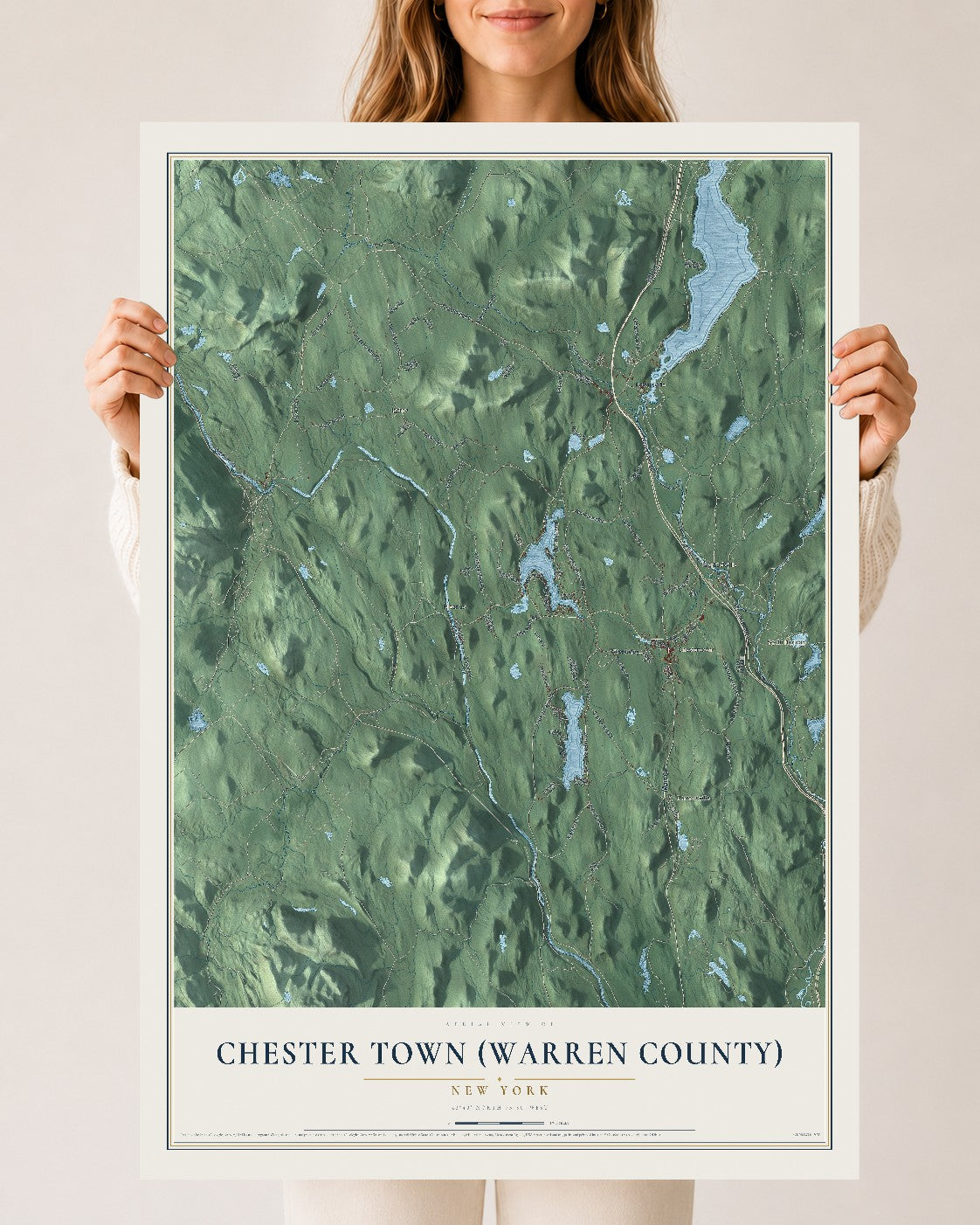 Chester Town (Warren County), New York map print, 24" x 36" Archival Matte Print mockup