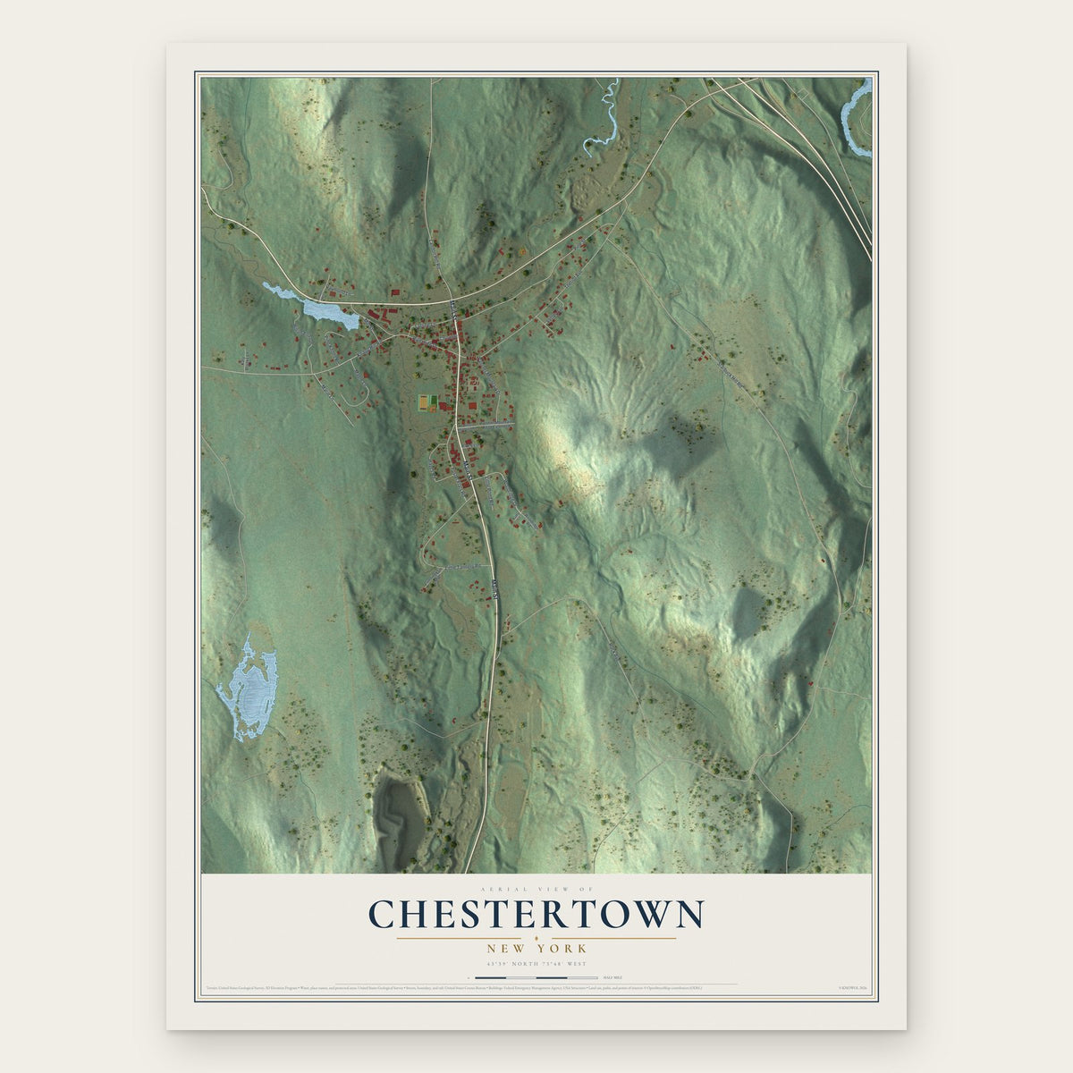 Chestertown, New York map print, the full design