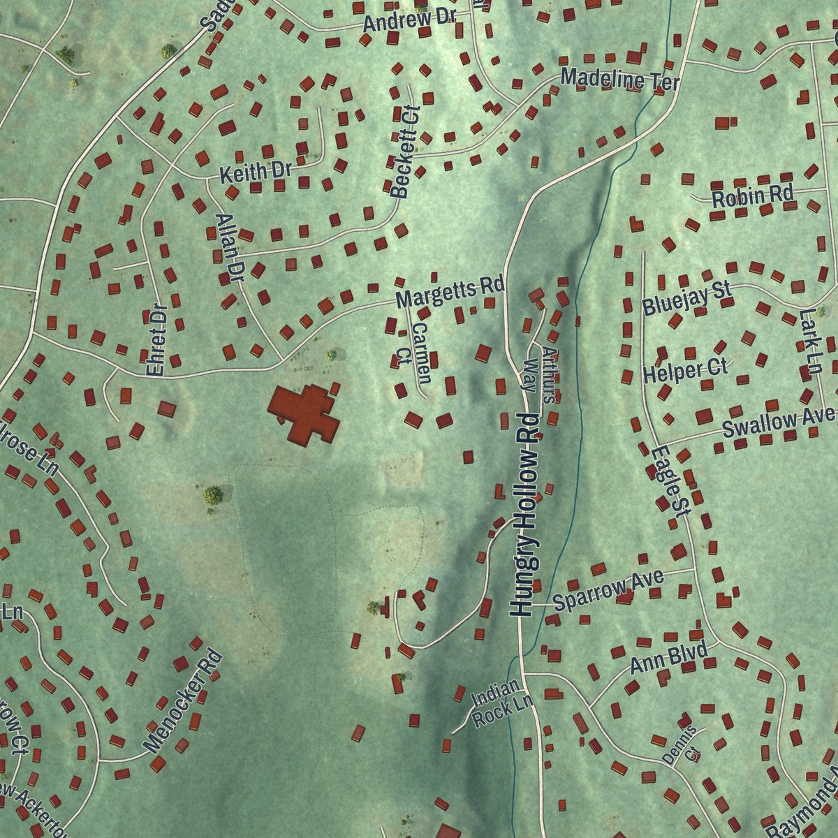 Close-up 1 of the Chestnut Ridge, New York map artwork