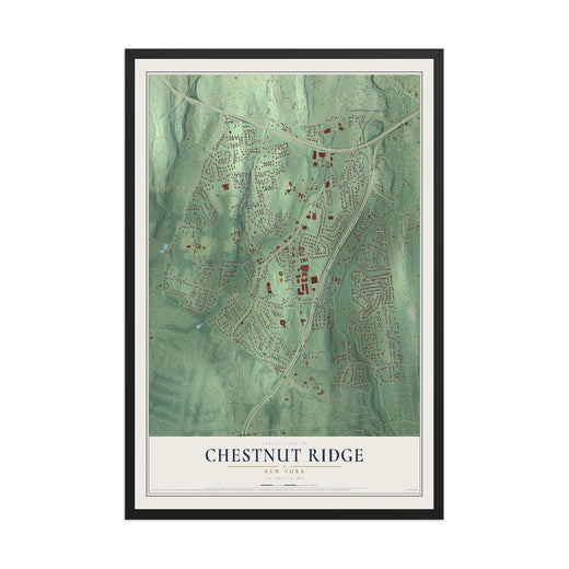 Map of Chestnut Ridge, New York, 12 x 18 inch print in a black wood frame