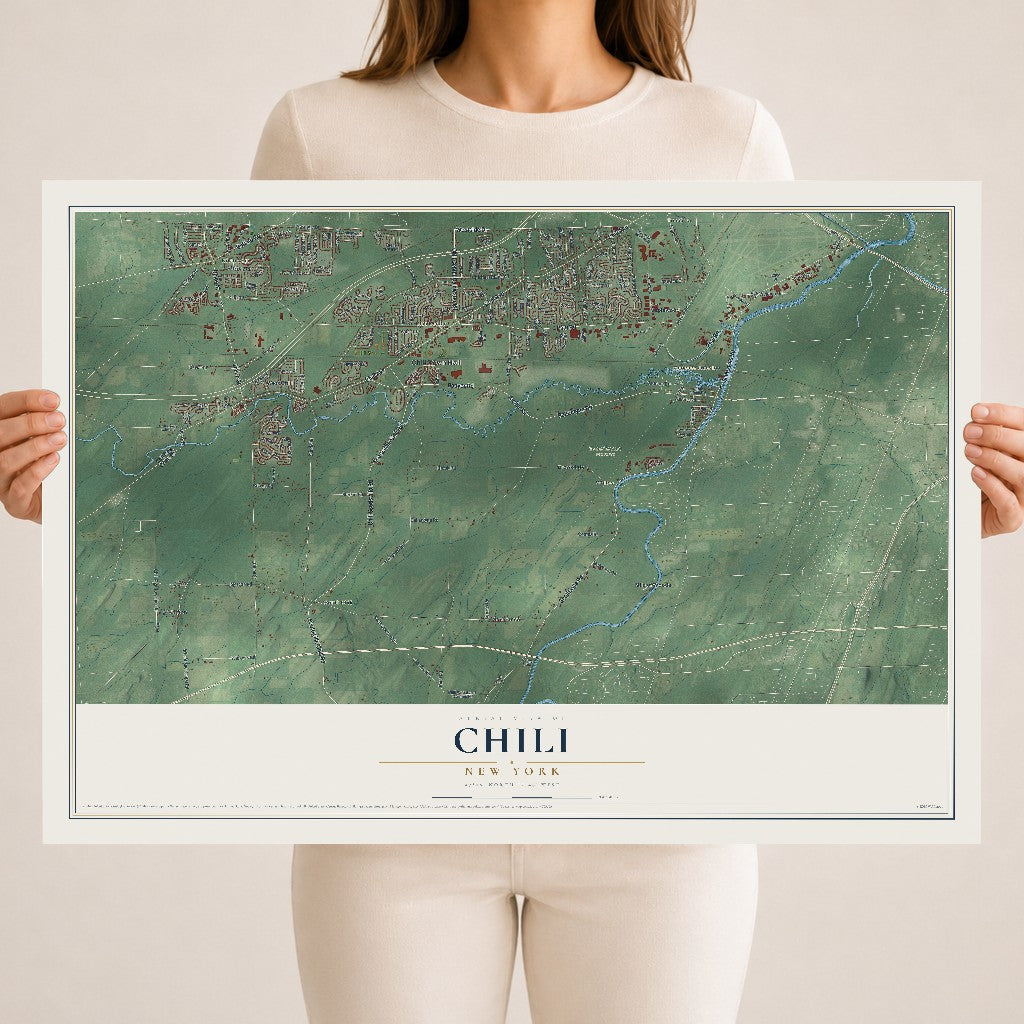 Chili, New York map print, 18" x 24" Archival Matte Print mockup