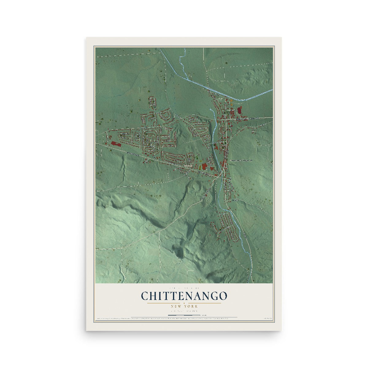Chittenango, New York map print, 12" x 18" Archival Matte Print mockup