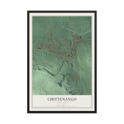 Chittenango, New York map print, 12" x 18" W/ Black Ayous Wood Frame mockup