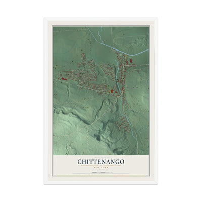 Chittenango, New York map print, 12" x 18" W/ White Ayous Wood Frame mockup