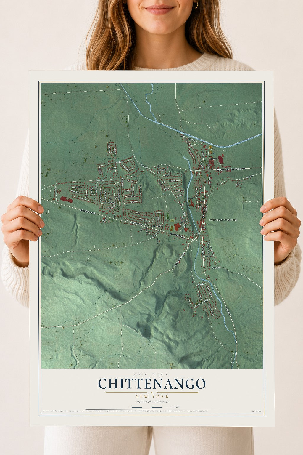 Chittenango, New York map print, 18" x 24" Archival Matte Print mockup