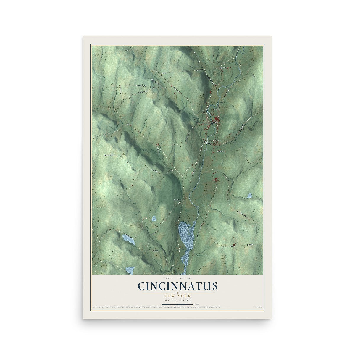 Cincinnatus, New York map print, 12" x 18" Archival Matte Print mockup