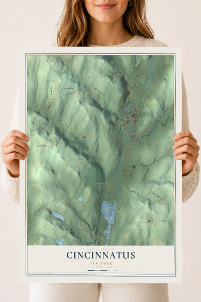Cincinnatus, New York map print, 18" x 24" Archival Matte Print mockup