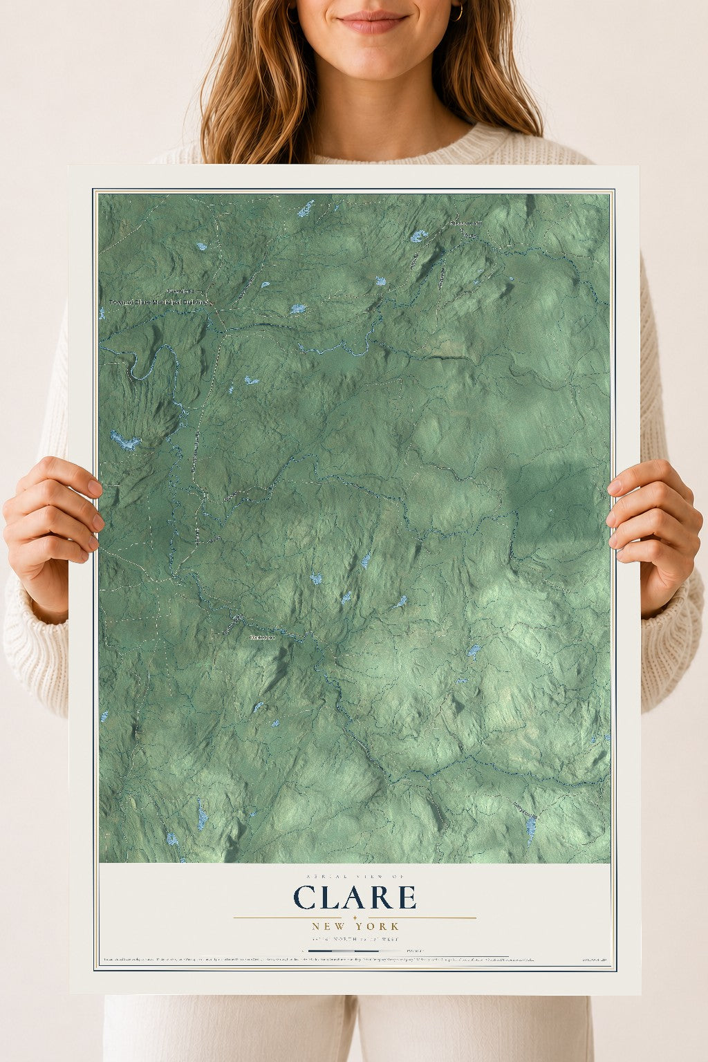Clare, New York map print, 18" x 24" Archival Matte Print mockup