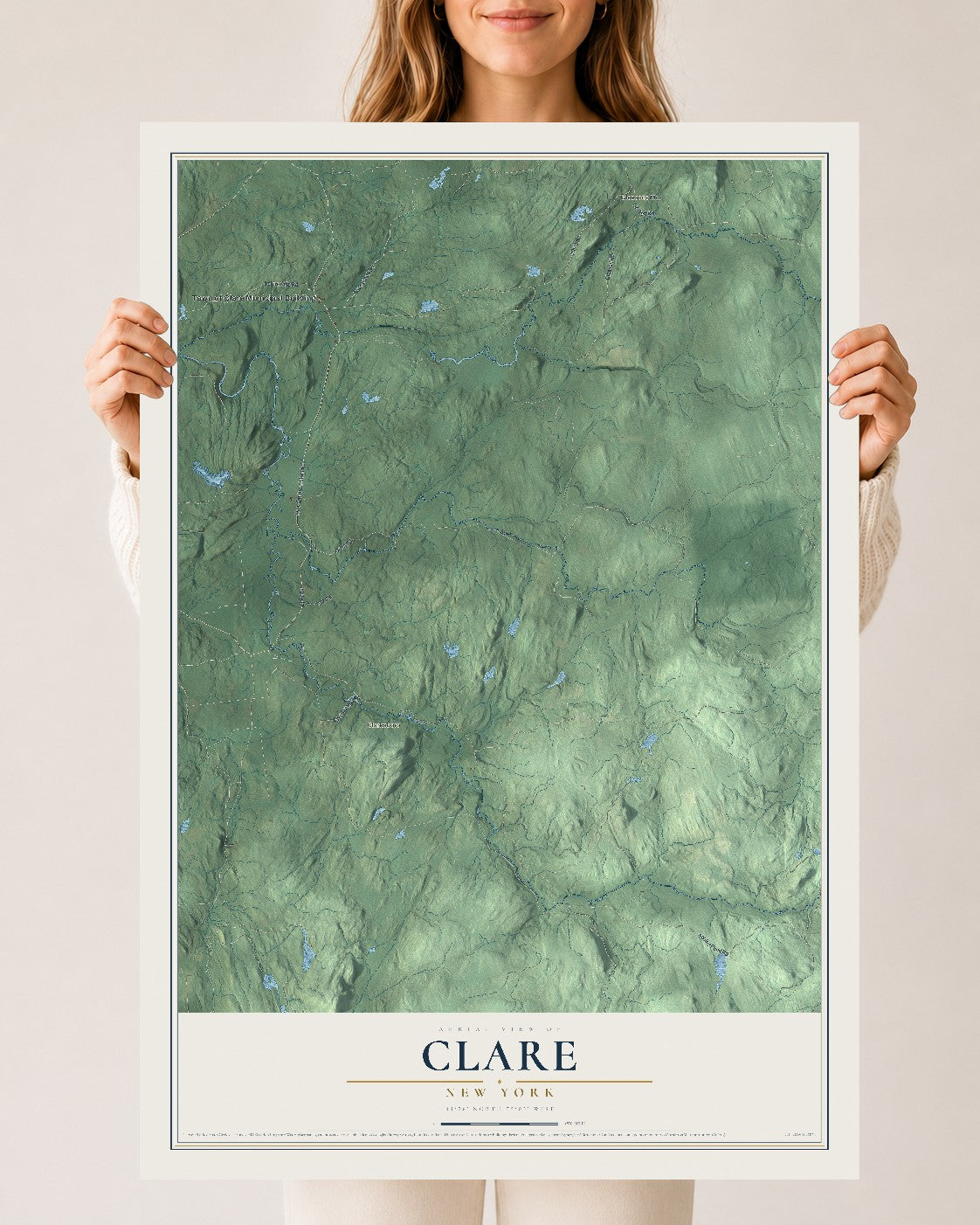 Clare, New York map print, 24" x 36" Archival Matte Print mockup