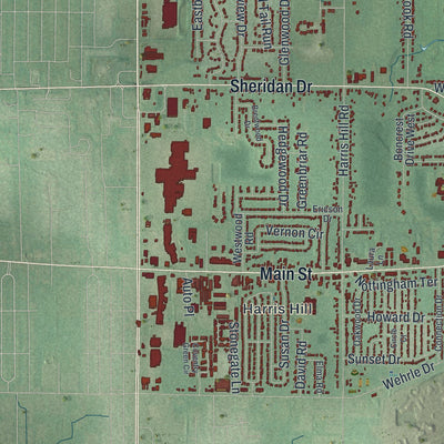 Close-up 1 of the Clarence, New York map artwork