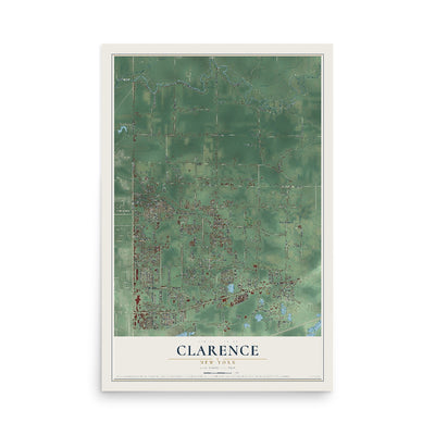 Clarence, New York map print, 12" x 18" Archival Matte Print mockup