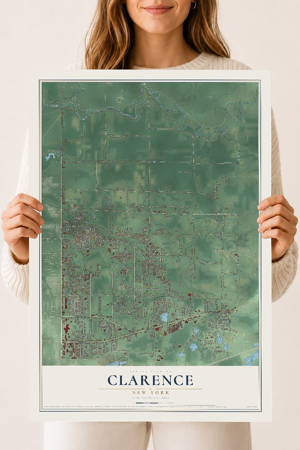 Clarence, New York map print, 18" x 24" Archival Matte Print mockup