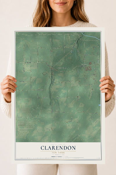 Clarendon, New York map print, 18" x 24" Archival Matte Print mockup
