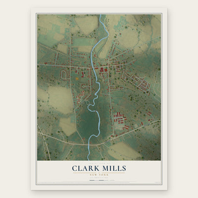 Clark Mills, New York map print, the full design