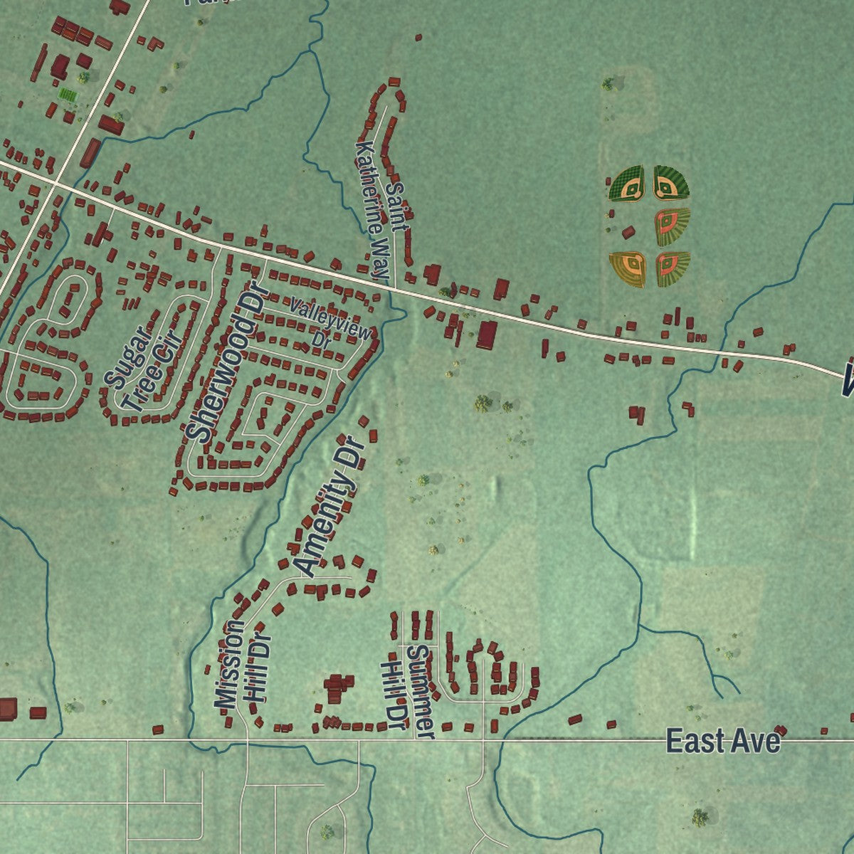 Close-up 1 of the Clarkson, New York map artwork