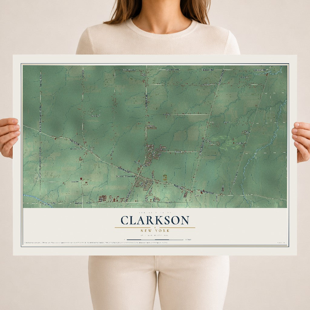 Clarkson, New York map print, 18" x 24" Archival Matte Print mockup