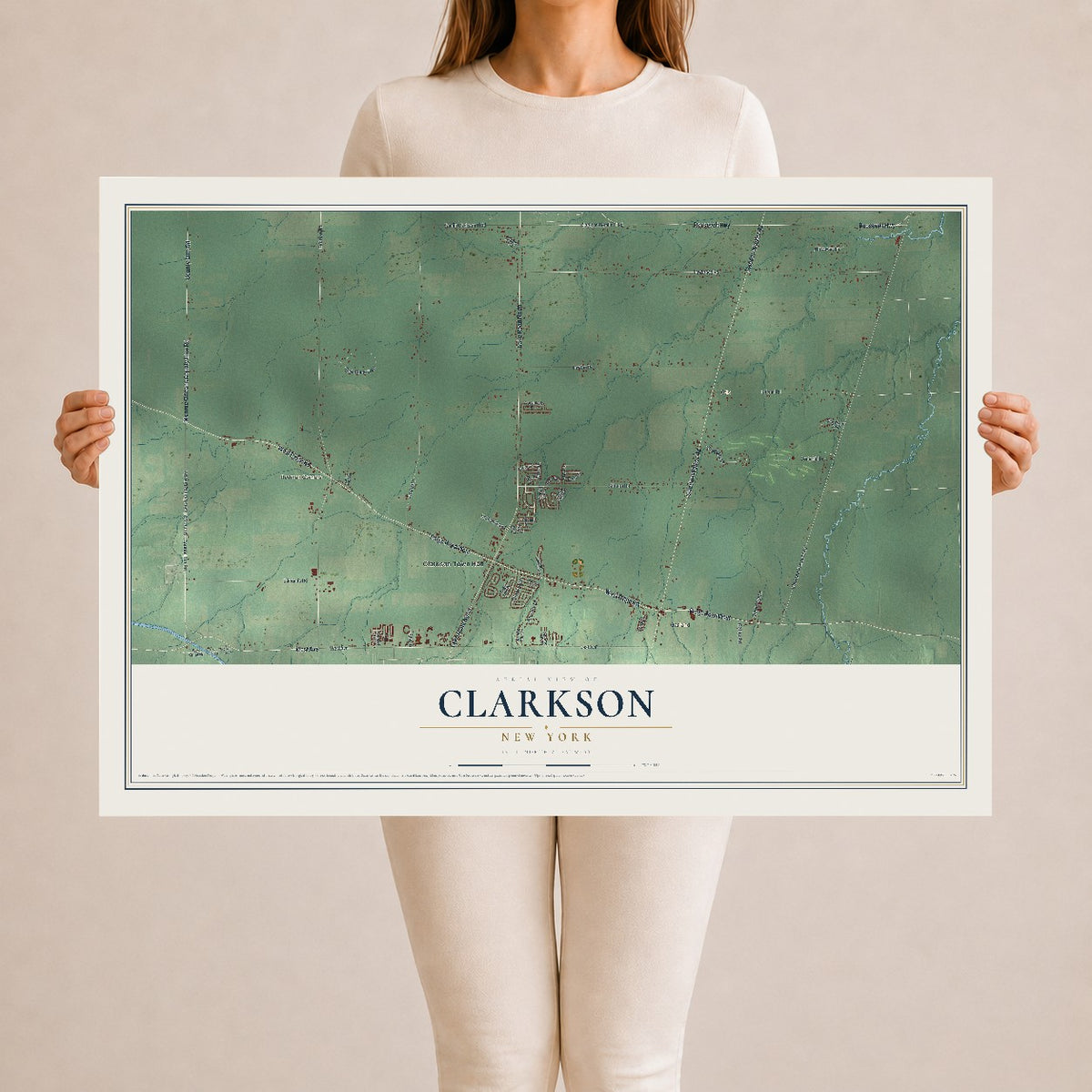 Clarkson, New York map print, 24" x 36" Archival Matte Print mockup