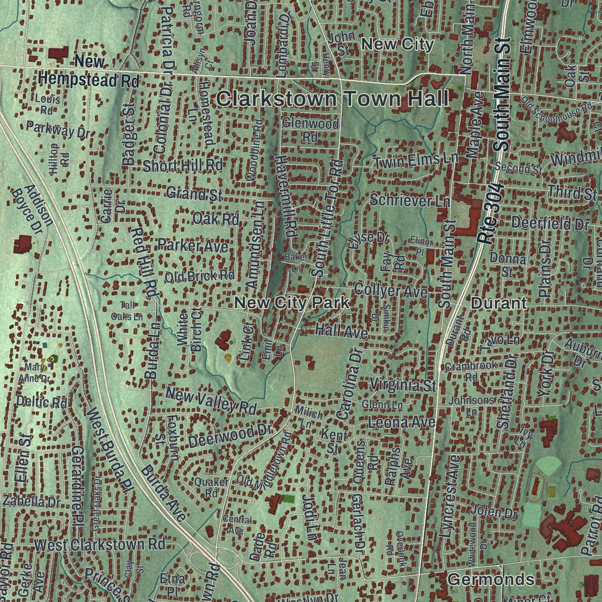 Close-up 1 of the Clarkstown, New York map artwork