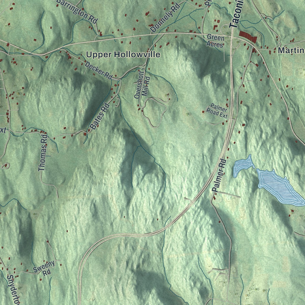 Close-up 1 of the Claverack, New York map artwork