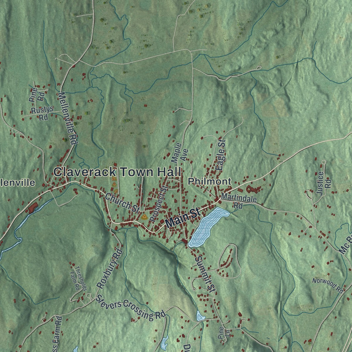 Close-up 2 of the Claverack, New York map artwork