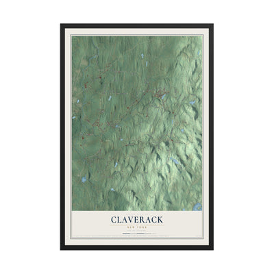 Claverack, New York map print, 12" x 18" W/ Black Ayous Wood Frame mockup