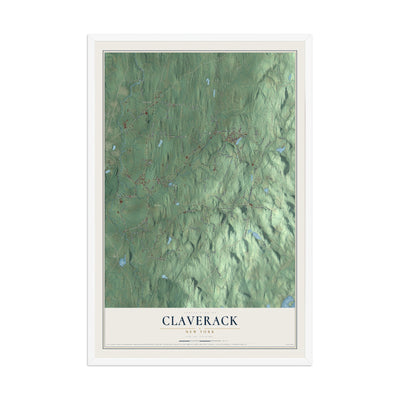 Claverack, New York map print, 12" x 18" W/ White Ayous Wood Frame mockup